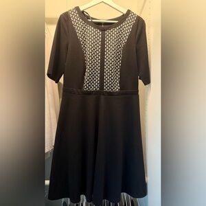 AGB Black and White A-Line Midi Dress for Work